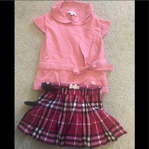 NWOT Burberry Baby 6-12m sweater and kilt set.